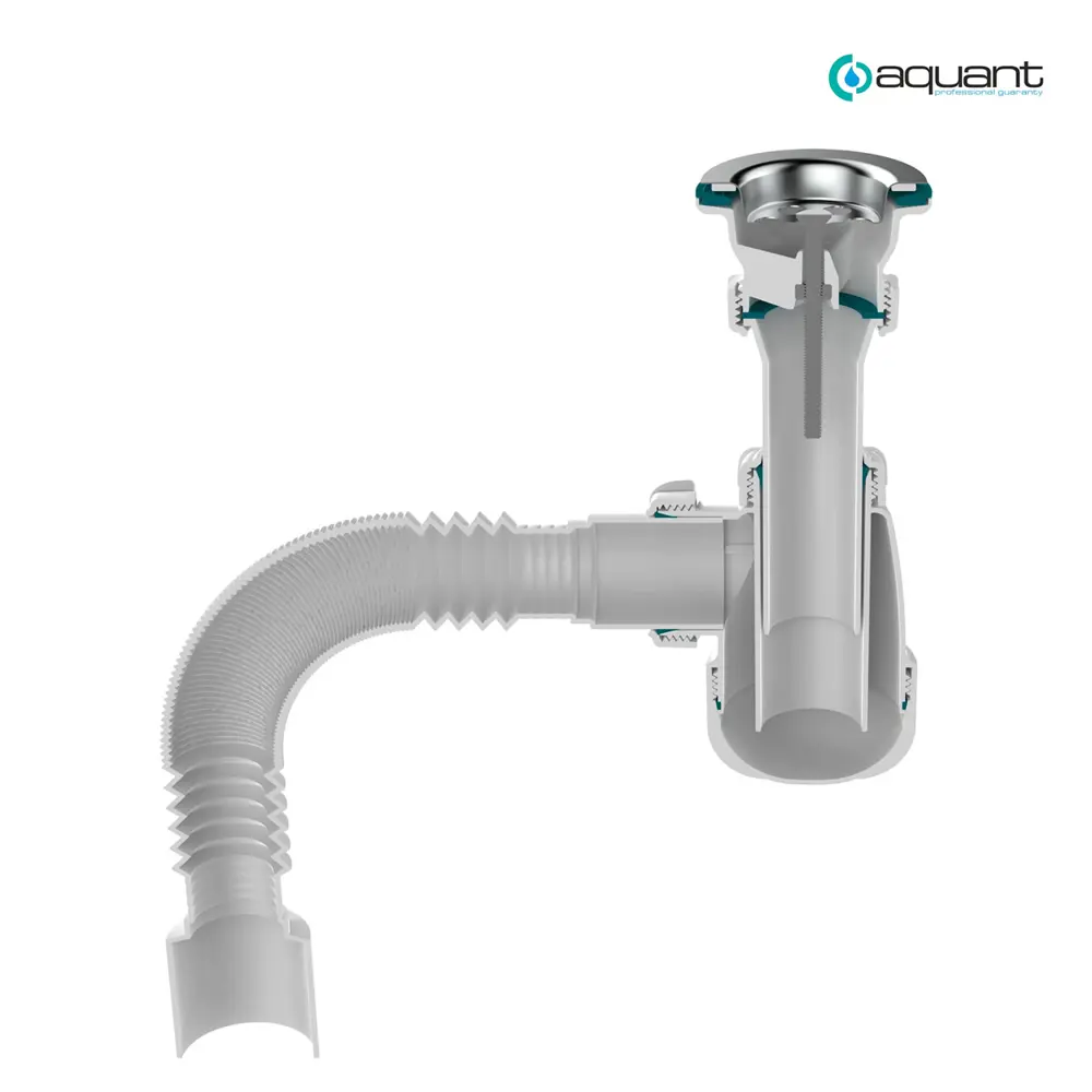 Фото 3 Сифон для раковины Aquant D50 мм белый S0110-35-MR Фото 3 Сифон для раковины Aquant D50 мм белый S0110-35-MR