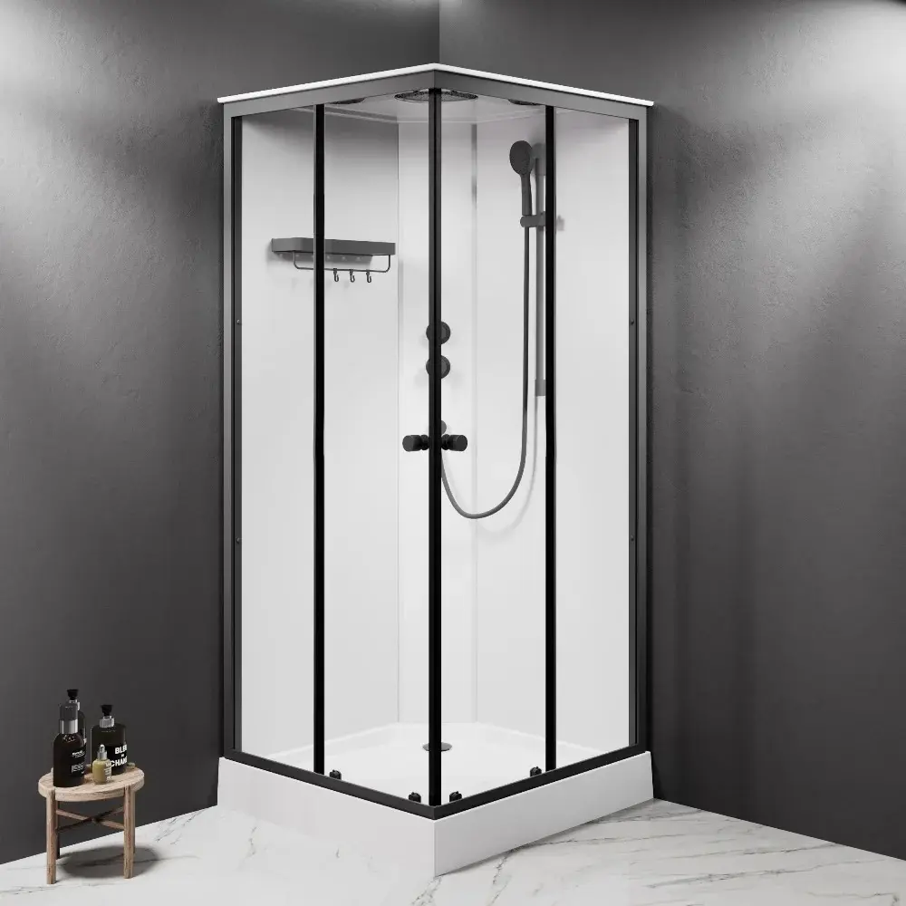 Фото 7 Душевые кабины Am.pm X-Joy W94C-403-090BT квадрат низкий поддон 90x90 см матовый черный Фото 7 Душевые кабины Am.pm X-Joy W94C-403-090BT квадрат низкий поддон 90x90 см матовый черный