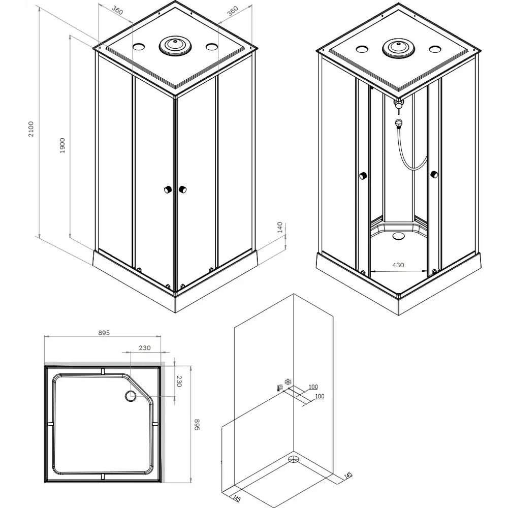 Фото 8 Душевые кабины Am.pm X-Joy W94C-403-090MT квадрат низкий поддон 90x90 см матовый хром Фото 8 Душевые кабины Am.pm X-Joy W94C-403-090MT квадрат низкий поддон 90x90 см матовый хром