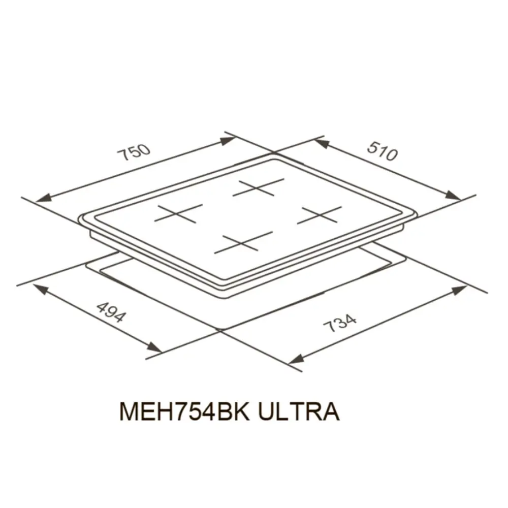 Фото 20 Электрическая варочная панель Meferi MEH754BK ULTRA 75 см 4 конфорки цвет черный