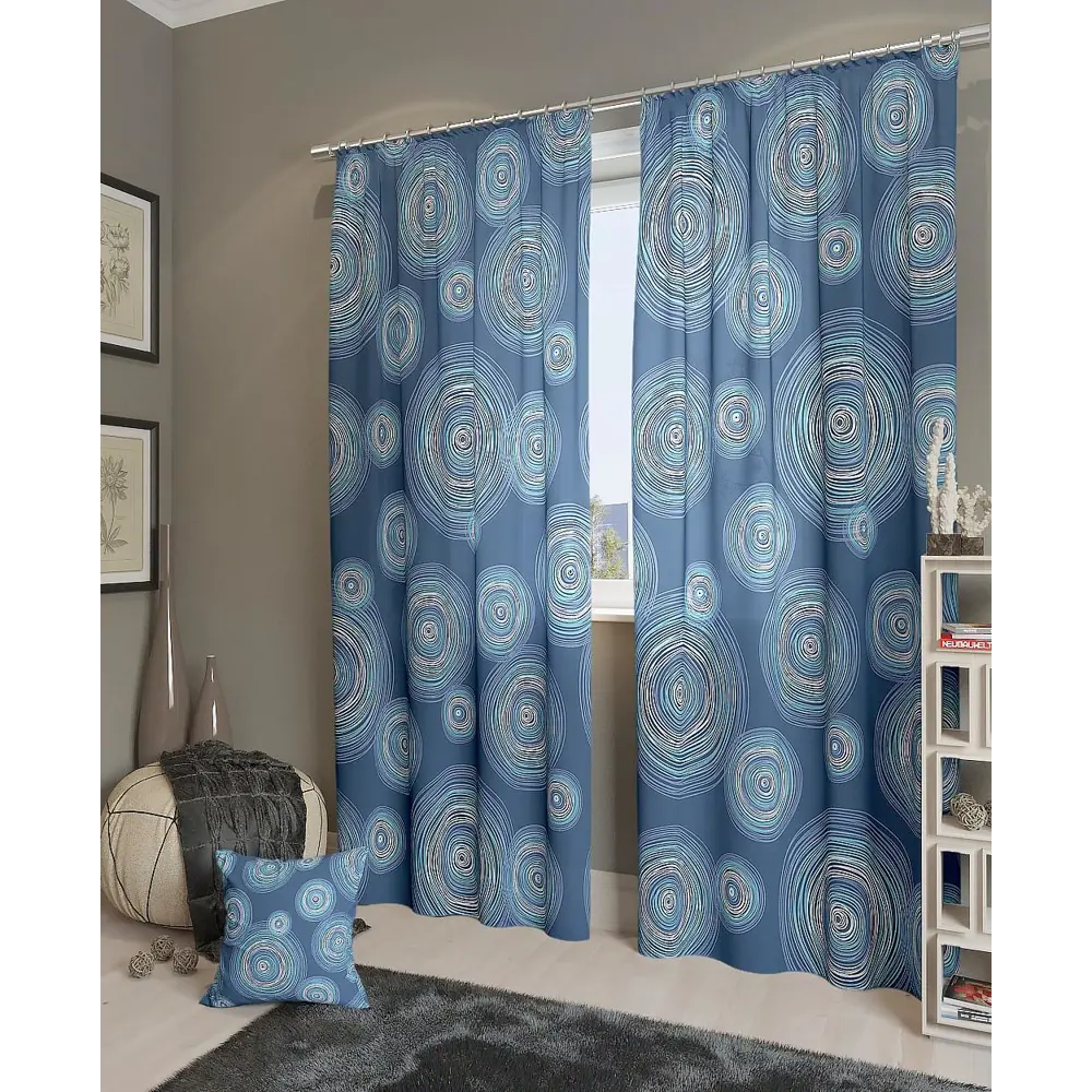 Фото 4 Комплект штор на шторной ленте AT Home Ван Гог-К 150x260 см цвет синий Фото 4 Комплект штор на шторной ленте AT Home Ван Гог-К 150x260 см цвет синий