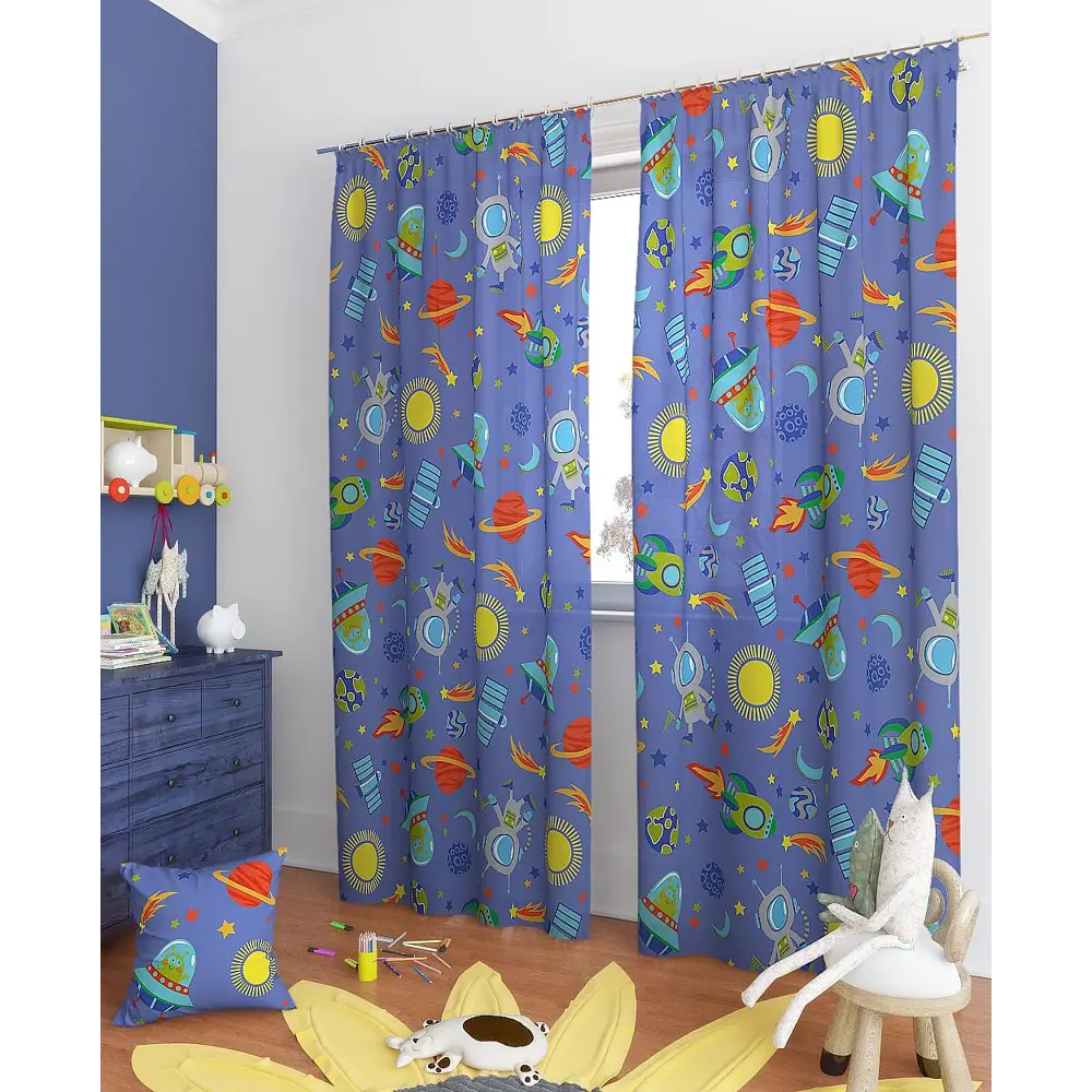 Фото 4 Комплект штор на шторной ленте AT Home Буги-К 150x260 см цвет синий/голубой Фото 4 Комплект штор на шторной ленте AT Home Буги-К 150x260 см цвет синий/голубой