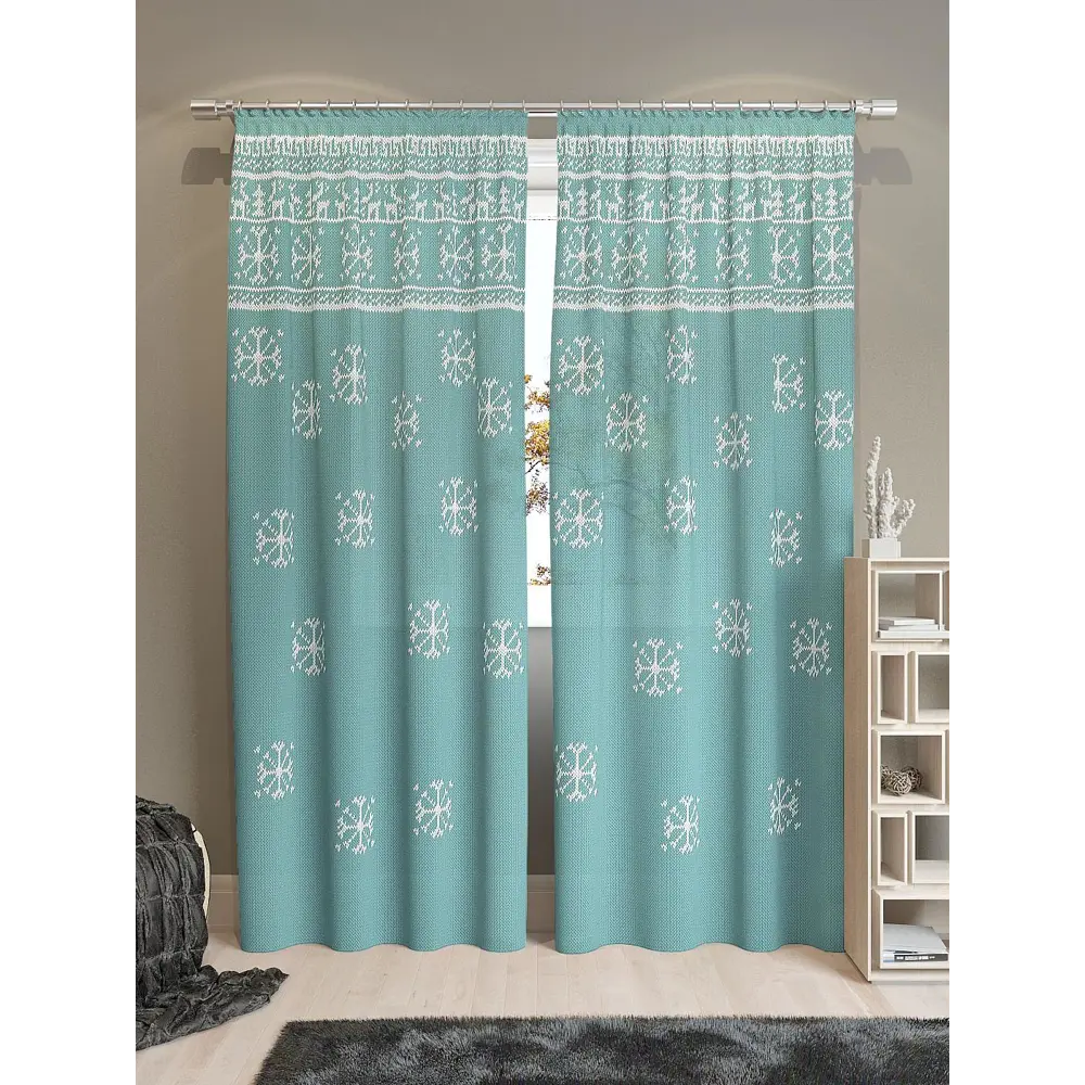 Фото 5 Комплект штор на шторной ленте AT Home Айола-К 150x260 см цвет голубой Фото 5 Комплект штор на шторной ленте AT Home Айола-К 150x260 см цвет голубой