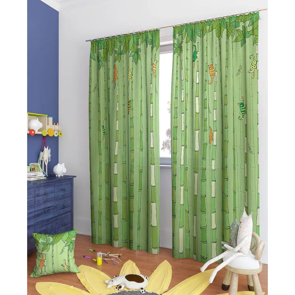 Фото 4 Комплект штор на шторной ленте AT Home Филан-К 150x260 см цвет зеленый Фото 4 Комплект штор на шторной ленте AT Home Филан-К 150x260 см цвет зеленый