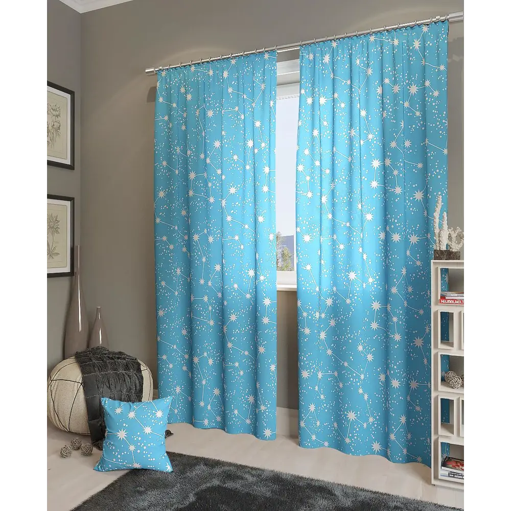 Фото 3 Комплект штор на шторной ленте AT Home Эбис-К 150x260 см цвет бурт (голуб.) Фото 3 Комплект штор на шторной ленте AT Home Эбис-К 150x260 см цвет бурт (голуб.)