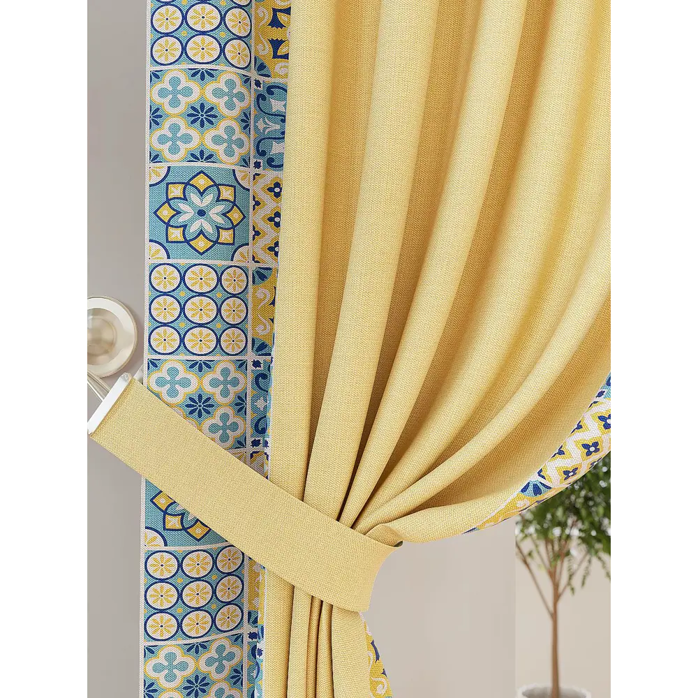 Фото 3 Комплект штор на шторной ленте AT Home Элизио 150x260 см цвет желтый Фото 3 Комплект штор на шторной ленте AT Home Элизио 150x260 см цвет желтый