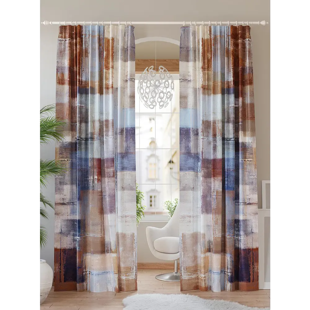 Фото 3 Комплект штор на шторной ленте AT Home Ритинья 150x260 см цвет мультиколор Фото 3 Комплект штор на шторной ленте AT Home Ритинья 150x260 см цвет мультиколор