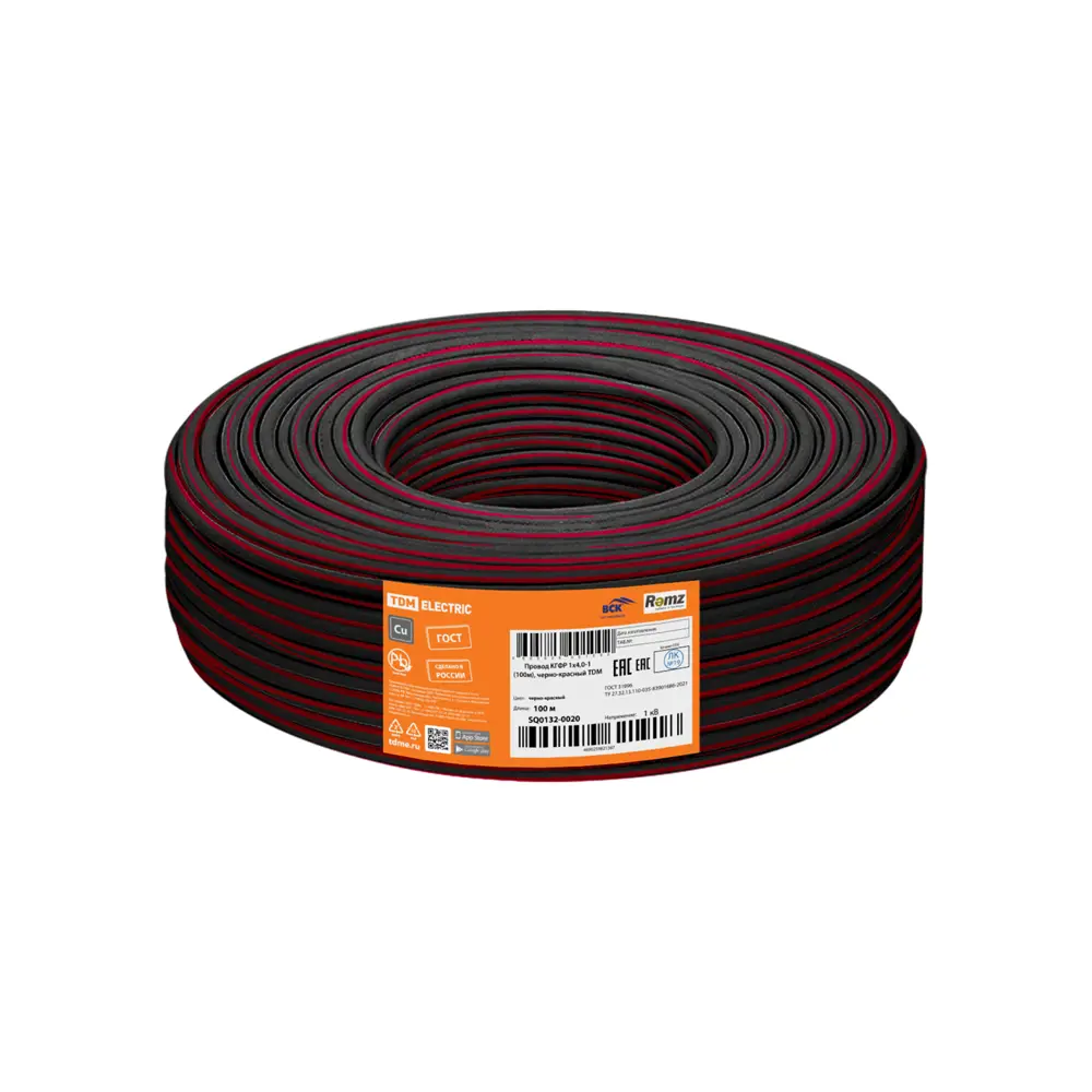 Фото 3 Провод Tdm electric КГФР 1x4.0-1 100 м цвет черно-красный ГОСТ