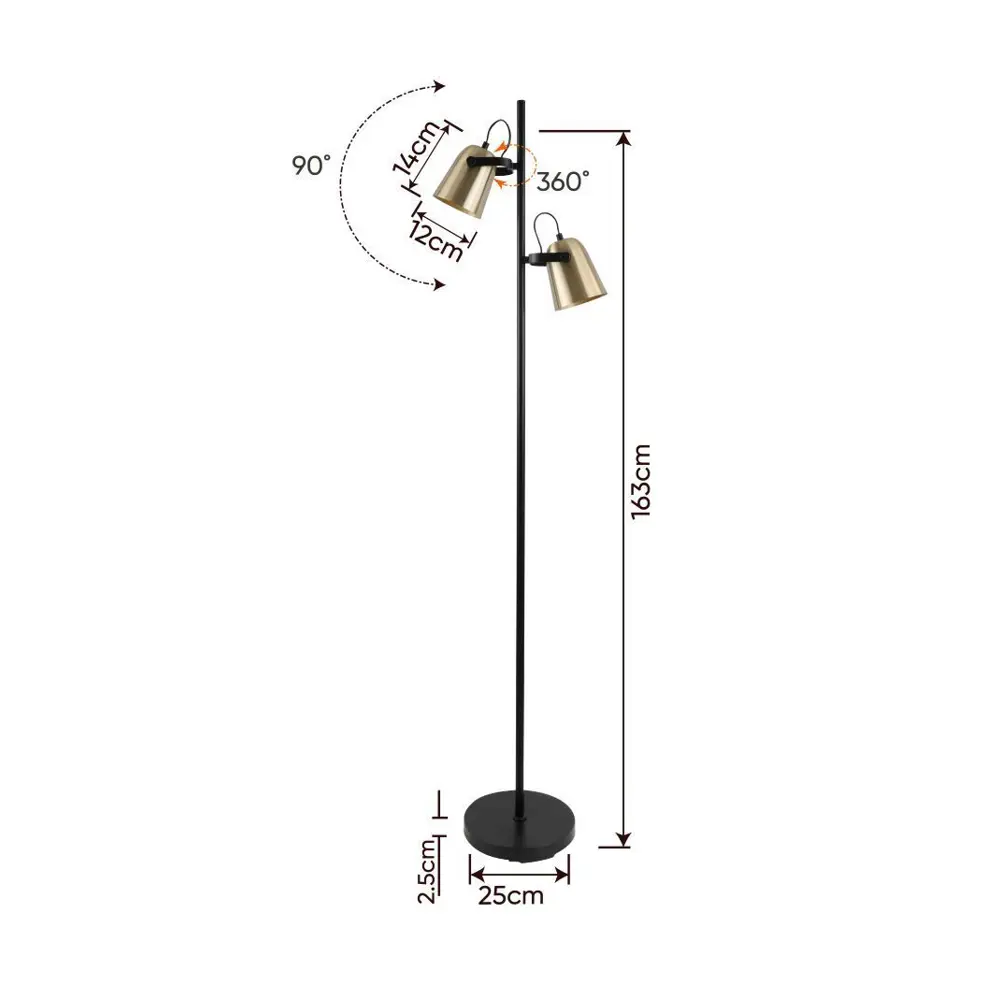 Фото 3 Торшер Asconnect AS3246-2AtiqBrass/Black цвет черный Фото 3 Торшер Asconnect AS3246-2AtiqBrass/Black цвет черный