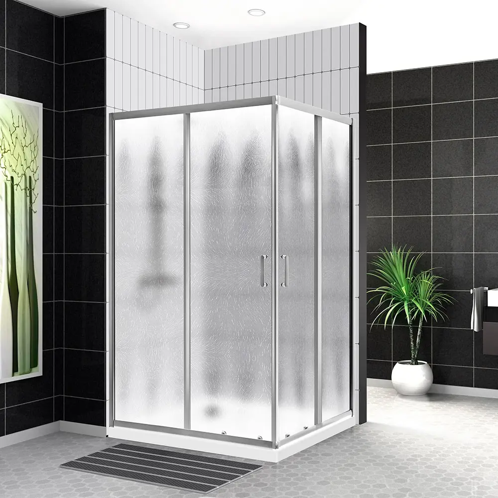 Фото 4 Душевой уголок Belbagno Uno 458209 прямоугольный 120.5x100.5см серебристый блеск профиль эффект стекла рифленый