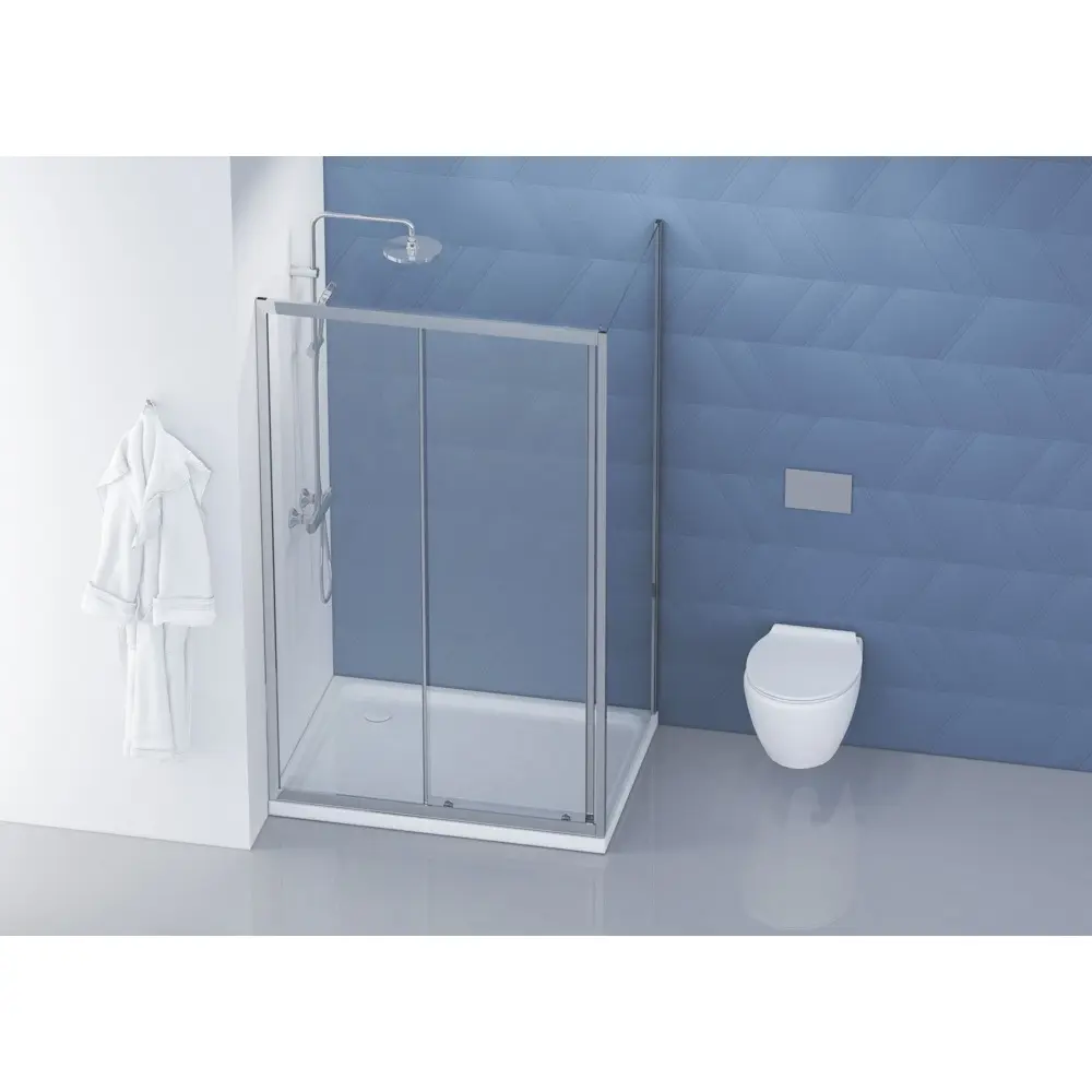 Фото 9 Душевой уголок Belbagno Due 459508 прямоугольный 120x80см серебристый блеск профиль эффект стекла прозрачный