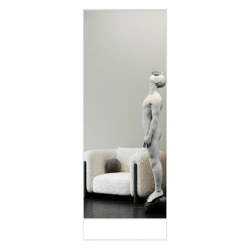Фото Зеркало в белой раме напольно-настенное прямоугольное Genglass Halfeo Slim Leg White XL 220x80 см Фото Зеркало в белой раме напольно-настенное прямоугольное Genglass Halfeo Slim Leg White XL 220x80 см