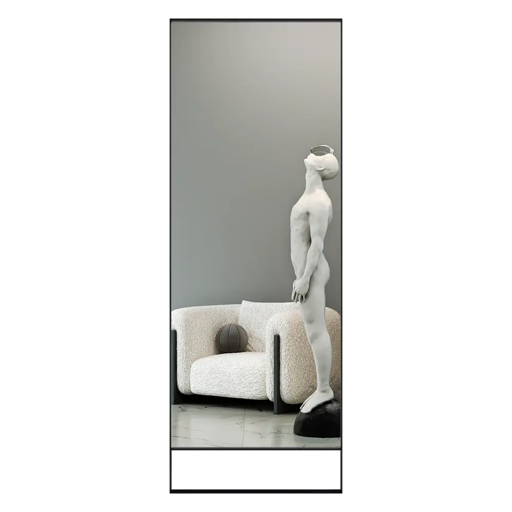 Фото Зеркало в черной раме напольно-настенное прямоугольное Genglass Halfeo Slim Leg Black XL 220x80 см Фото Зеркало в черной раме напольно-настенное прямоугольное Genglass Halfeo Slim Leg Black XL 220x80 см