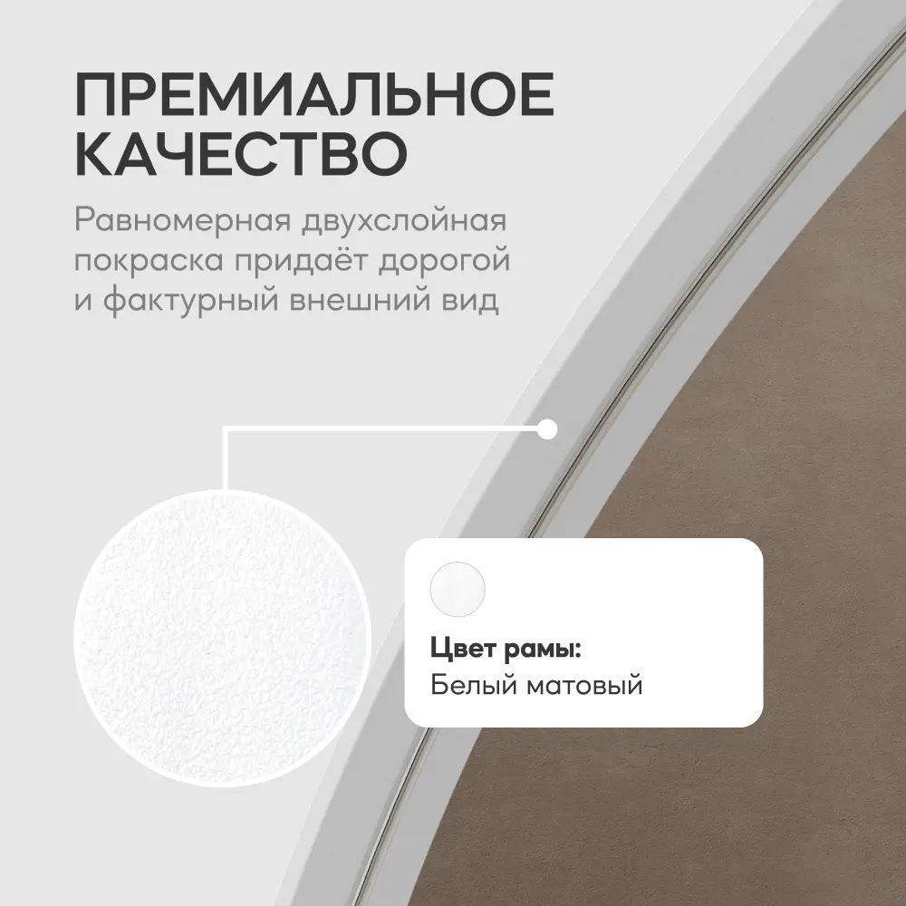 Фото 4 Зеркало в белой раме напольно-настенное арка Genglass Arkis White 180x80 см Фото 4 Зеркало в белой раме напольно-настенное арка Genglass Arkis White 180x80 см
