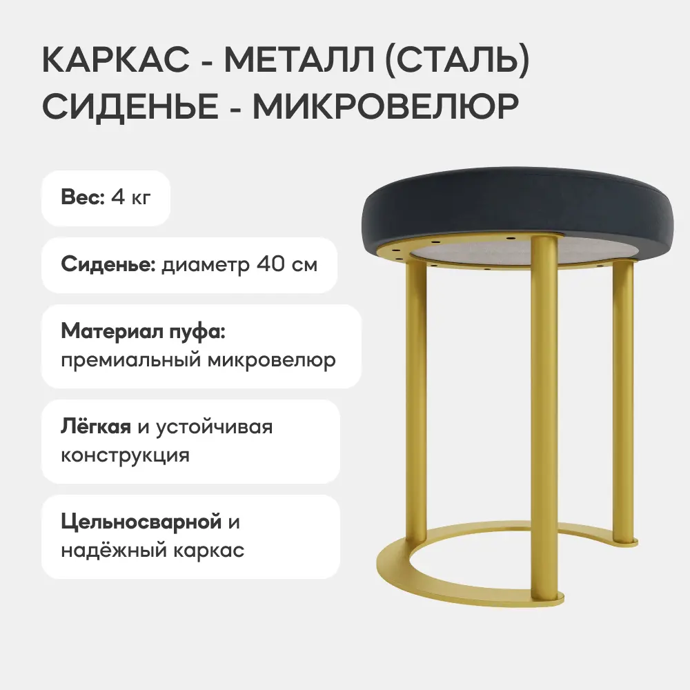 Фото 3 Пуф велюр Genglass Horsix GGS-01-1-2, 38x45x38 см, цвет черный Фото 3 Пуф велюр Genglass Horsix GGS-01-1-2, 38x45x38 см, цвет черный