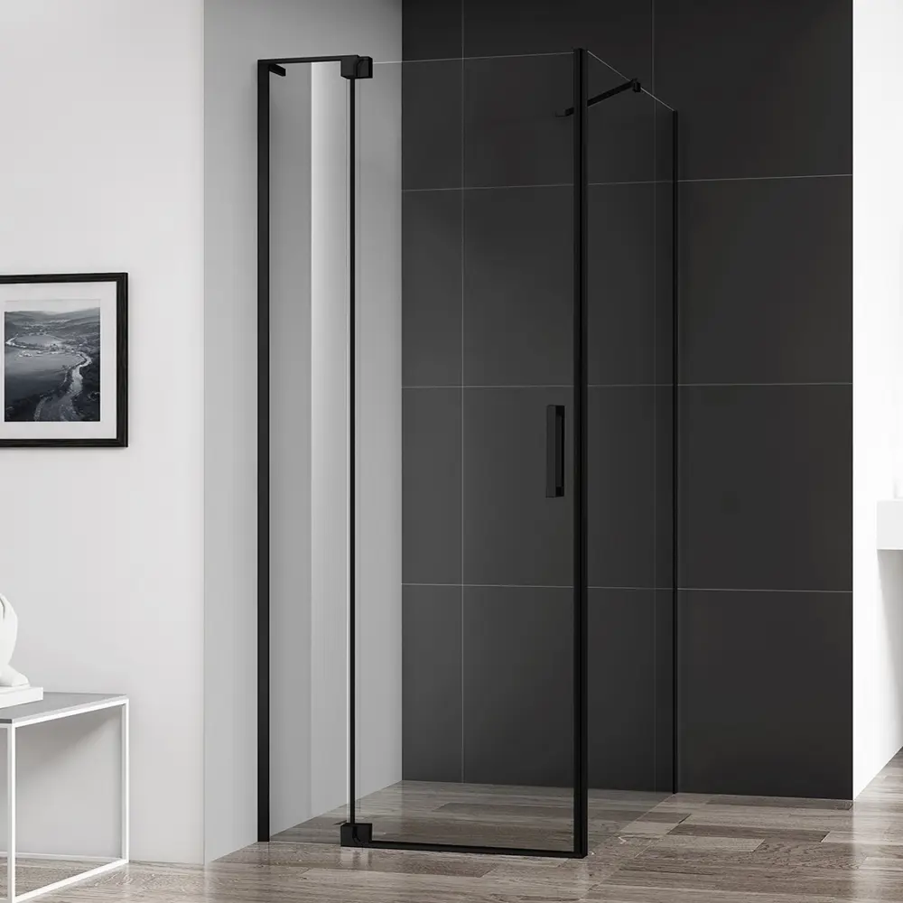 Фото Душевой уголок Cezares Slider 421891 прямоугольный 90x79.5см черный профиль эффект стекла прозрачный