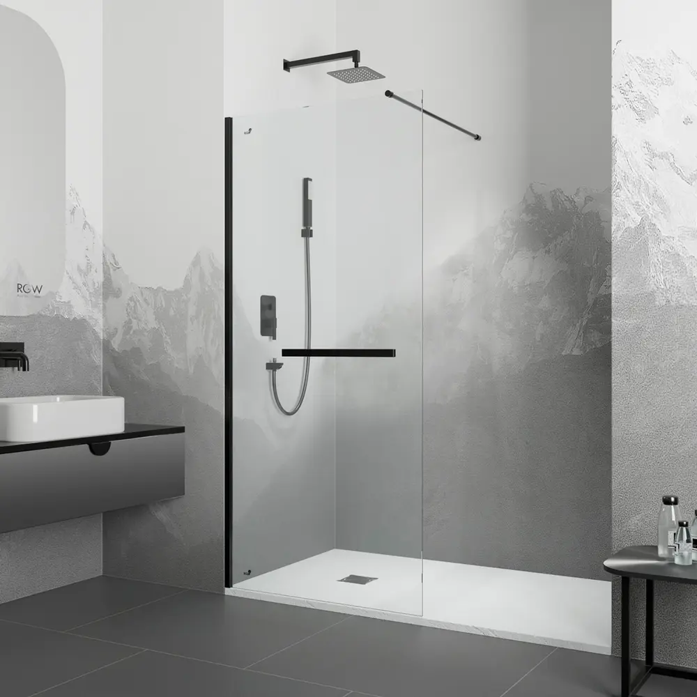 Фото Душевая перегородка Rgw 432932 100x195см черный профиль