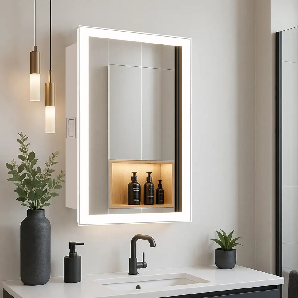 Фото 5 Зеркальный шкаф Alavann Rita 50x80 с Led подсветкой, с розеткой и механическим выключателем Фото 5 Зеркальный шкаф Alavann Rita 50x80 с Led подсветкой, с розеткой и механическим выключателем