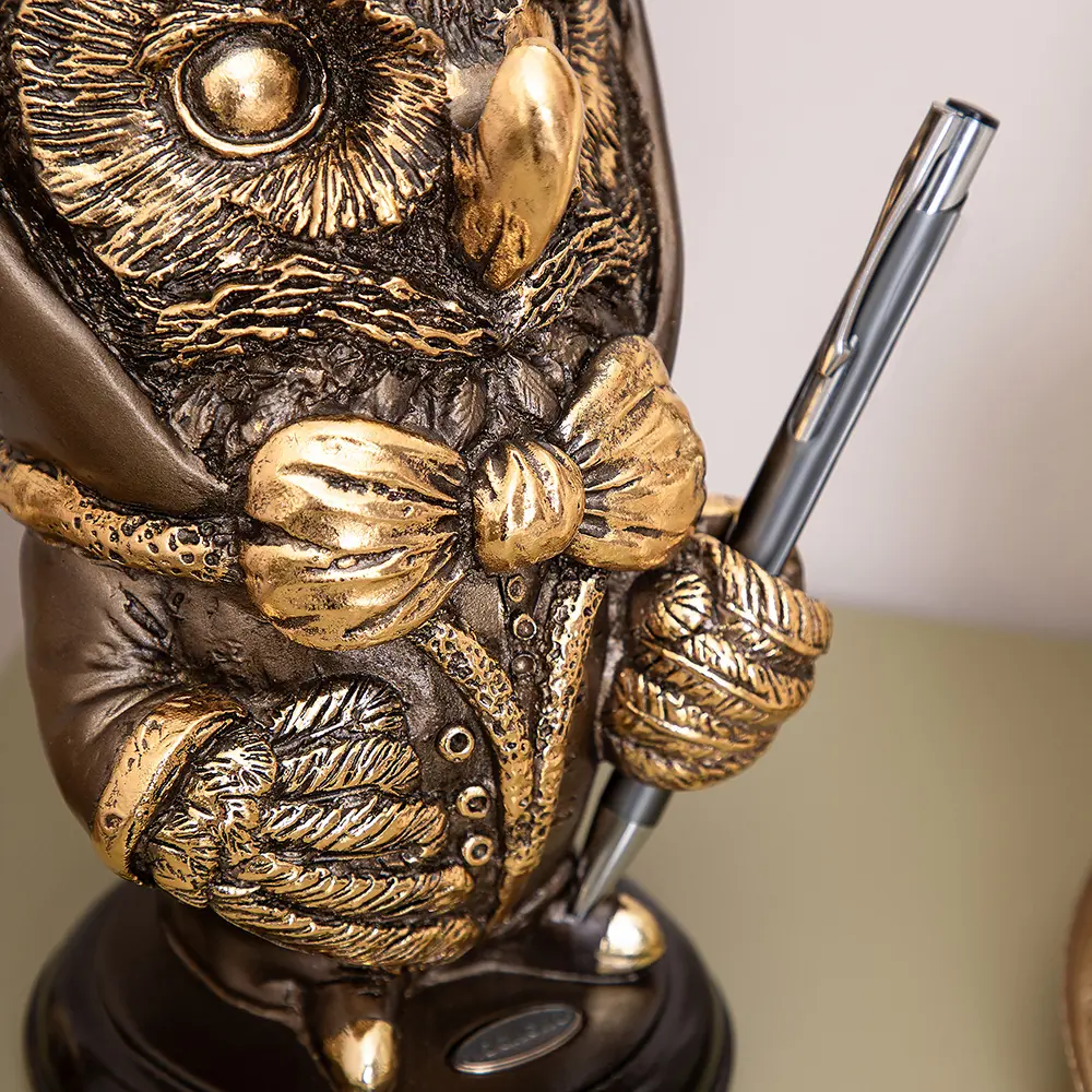 Фото 3 Статуэтка из мрамора Bogacho Филин с держателем очков бронзовый