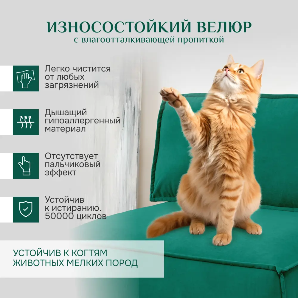 Фото 6 Кресло Brendoss Модуль раскладной 103x67x60 см велюр цвет изумрудный Фото 6 Кресло Brendoss Модуль раскладной 103x67x60 см велюр цвет изумрудный