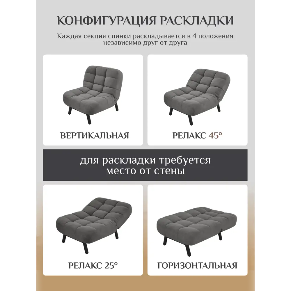 Фото 3 Кресло Brendoss Абри 95x47x130 см велюр цвет черный Фото 3 Кресло Brendoss Абри 95x47x130 см велюр цвет черный