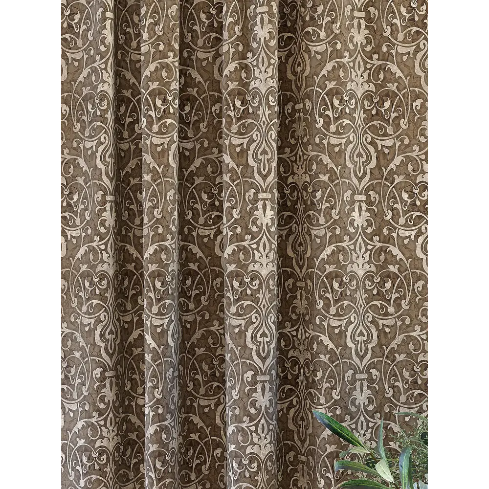 Фото 3 Комплект штор на ленте At Home Коривил AT750209 150x280 см вуаль цвет коричневый