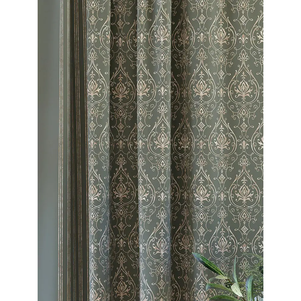 Фото 2 Комплект штор на шторной ленте AT Home Султан 150x280 см цвет болотный