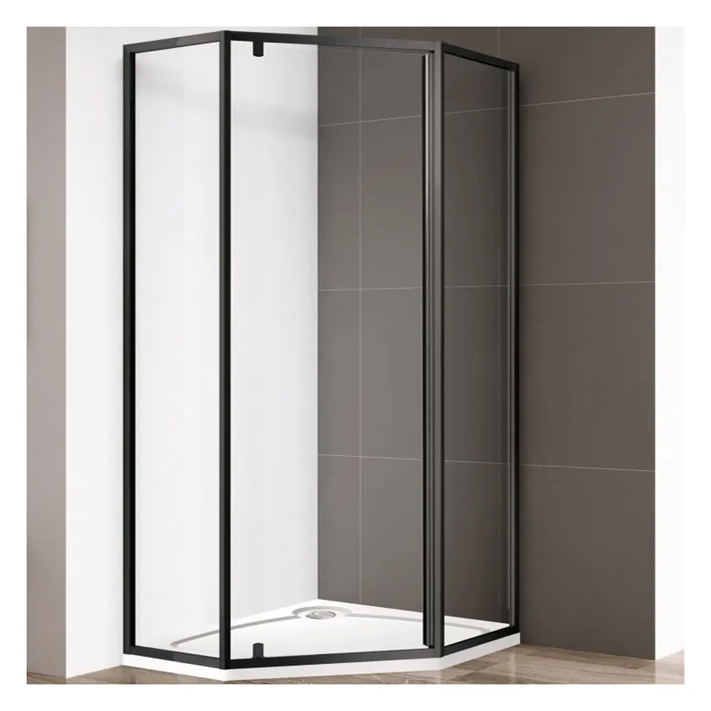 Фото 3 Душевой уголок Cezares Eco 129290 пятиугольный 90x90см черный профиль эффект стекла прозрачный Фото 3 Душевой уголок Cezares Eco 129290 пятиугольный 90x90см черный профиль эффект стекла прозрачный