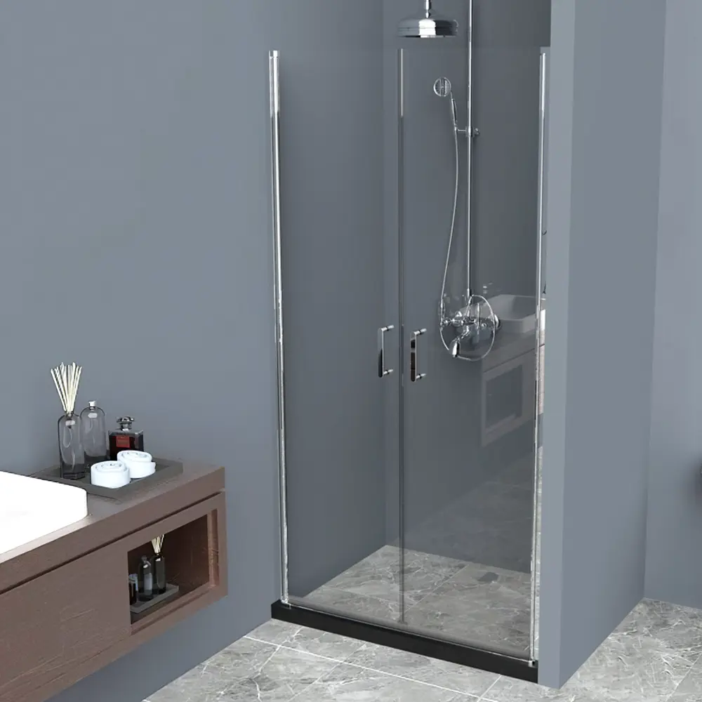 Фото 2 Душевая дверь Belbagno 381407 90см эффект стекла прозрачный распашной