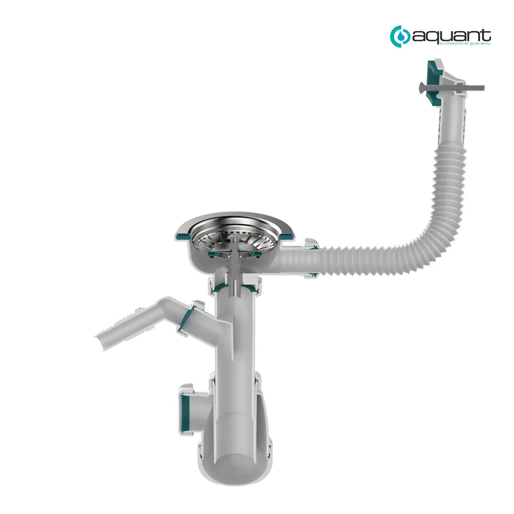 Фото 3 Сифон для раковины Aquant D90 мм белый B0148-20-MR Фото 3 Сифон для раковины Aquant D90 мм белый B0148-20-MR