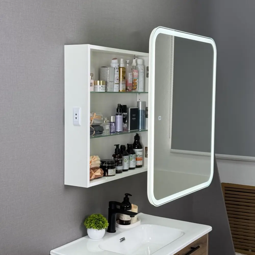Фото 3 Зеркальный шкаф Alavann Cosmetic Light 70x80 см с приближением и подсветкой Фото 3 Зеркальный шкаф Alavann Cosmetic Light 70x80 см с приближением и подсветкой