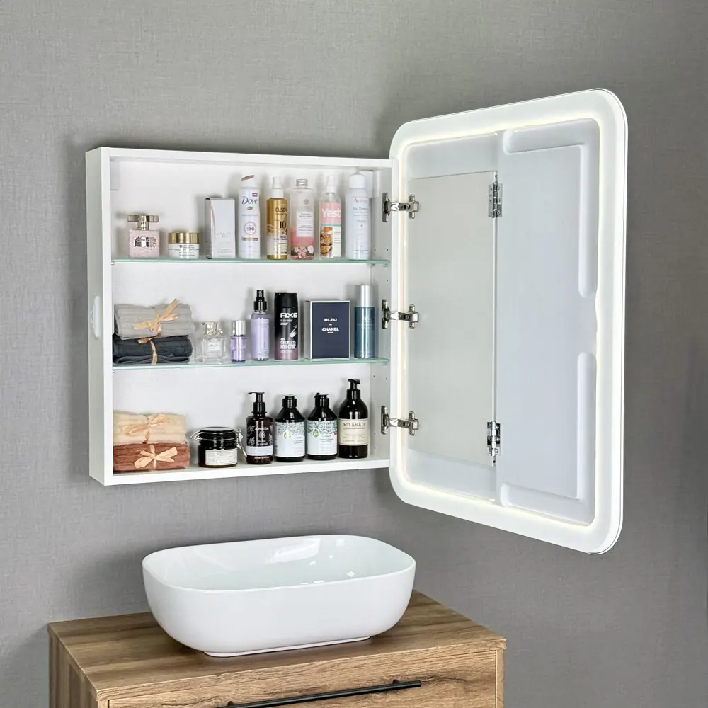 Фото 4 Зеркальный шкаф Alavann Cosmetic Light 70x80 см с приближением и подсветкой Фото 4 Зеркальный шкаф Alavann Cosmetic Light 70x80 см с приближением и подсветкой