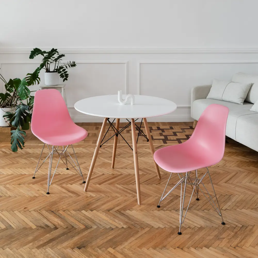 Фото 2 Комплект кухонных стульев 4 шт Derstuhl Chrom 45x82x45 см полипропилен цвет розовый Фото 2 Комплект кухонных стульев 4 шт Derstuhl Chrom 45x82x45 см полипропилен цвет розовый