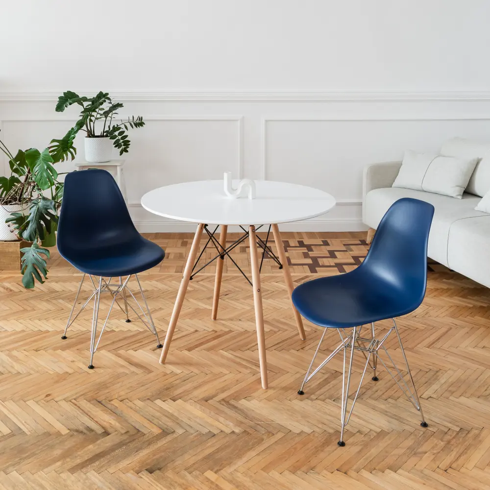 Фото Комплект кухонных стульев 2 шт Derstuhl Chrom 45x82x45 см полипропилен цвет темно-синий Фото Комплект кухонных стульев 2 шт Derstuhl Chrom 45x82x45 см полипропилен цвет темно-синий
