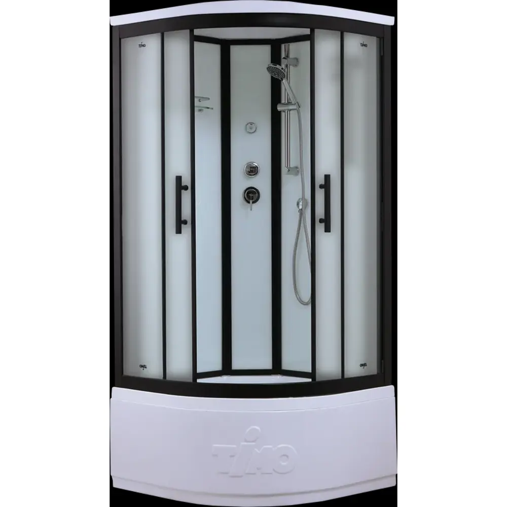 Фото 2 Душевая кабина Timo Standart T-6600BF Black Fabric с высоким поддоном 100x100 см стекло прозрачное матовое Фото 2 Душевая кабина Timo Standart T-6600BF Black Fabric с высоким поддоном 100x100 см стекло прозрачное матовое