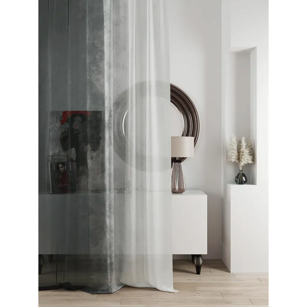 Фото 2 Тюль на ленте At Home Ливартис AT588172 150x250 см вуаль цвет серый Фото 2 Тюль на ленте At Home Ливартис AT588172 150x250 см вуаль цвет серый