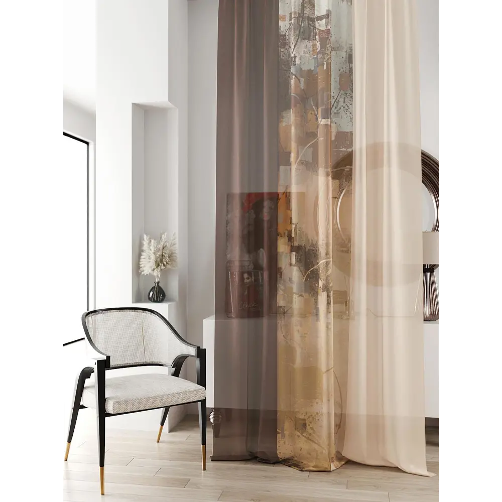 Фото 4 Тюль на ленте At Home Ливартис AT588155 150x250 см вуаль цвет коричневый Фото 4 Тюль на ленте At Home Ливартис AT588155 150x250 см вуаль цвет коричневый