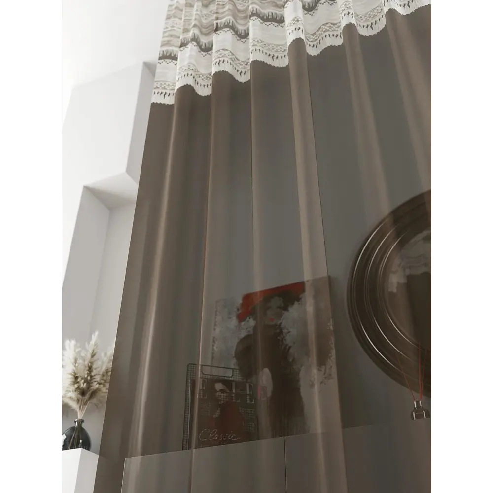Фото 5 Тюль на ленте At Home Ливартис AT588121 150x250 см вуаль цвет коричневый Фото 5 Тюль на ленте At Home Ливартис AT588121 150x250 см вуаль цвет коричневый