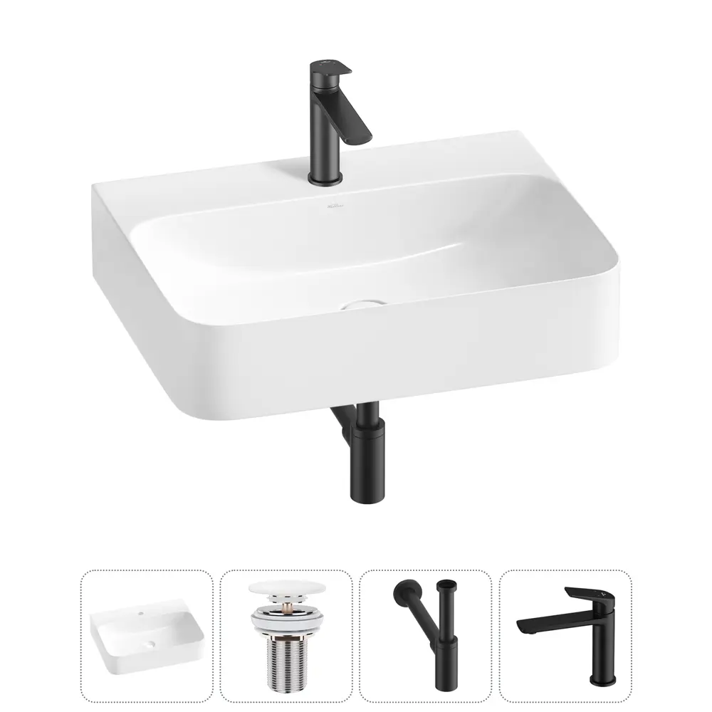 Фото 11 Раковина накладная Wellsee Clermont 60см с сифоном донный клапаном и смесителем 20220286R Фото 11 Раковина накладная Wellsee Clermont 60см с сифоном донный клапаном и смесителем 20220286R