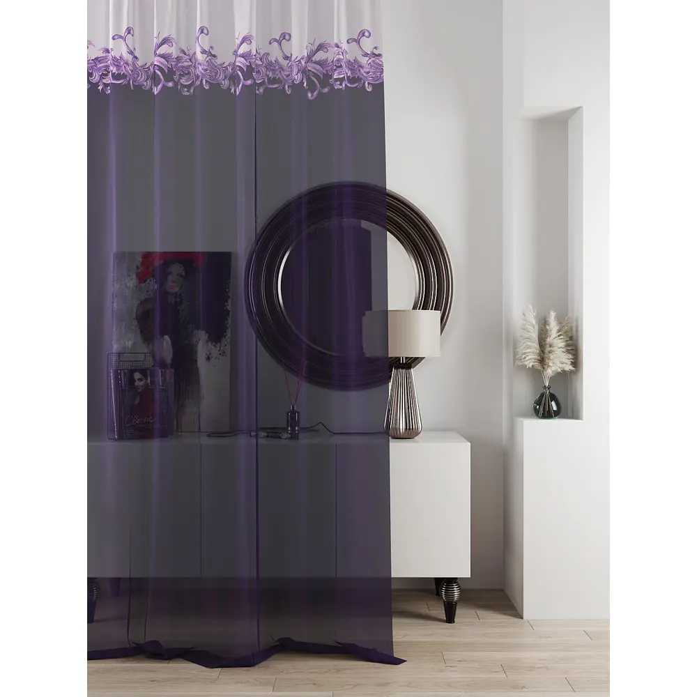 Фото 2 Тюль на ленте At Home Ливартис AT588111 150x250 см вуаль цвет фиолетовый Фото 2 Тюль на ленте At Home Ливартис AT588111 150x250 см вуаль цвет фиолетовый