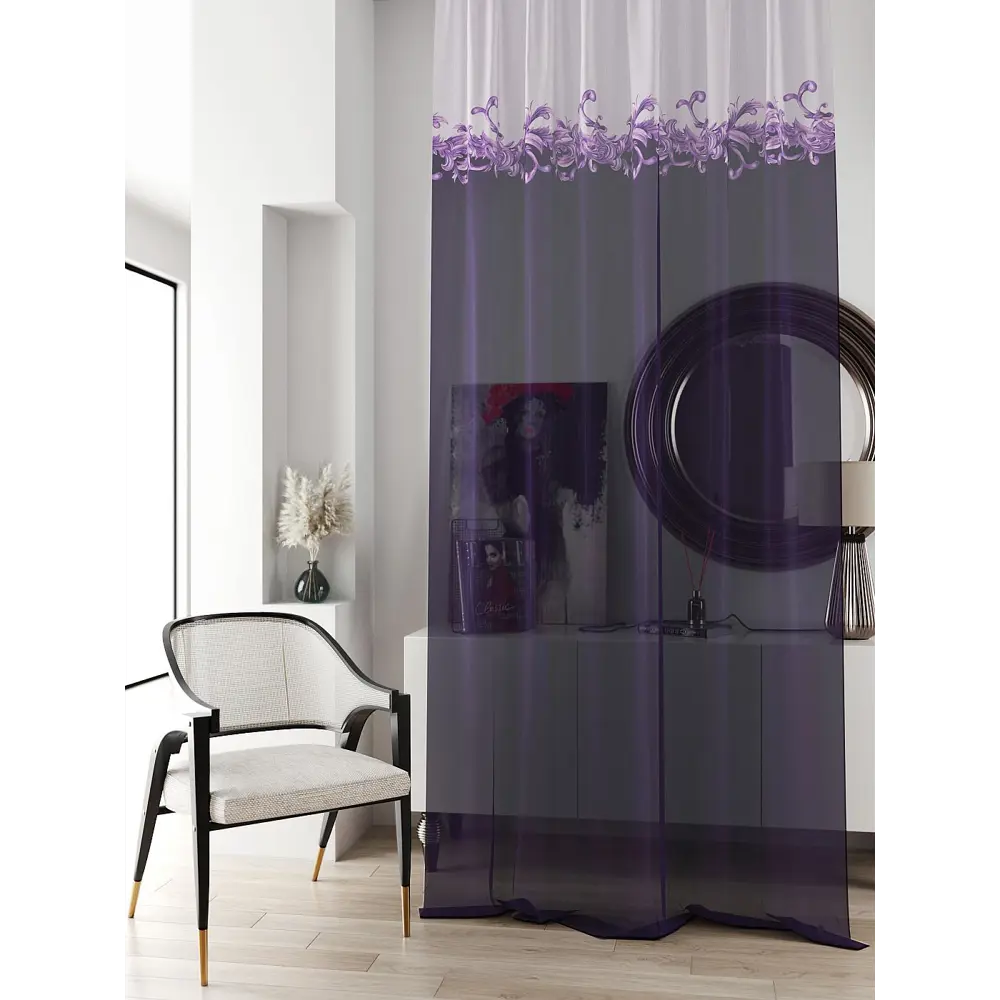 Фото 4 Тюль на ленте At Home Ливартис AT588111 150x250 см вуаль цвет фиолетовый Фото 4 Тюль на ленте At Home Ливартис AT588111 150x250 см вуаль цвет фиолетовый