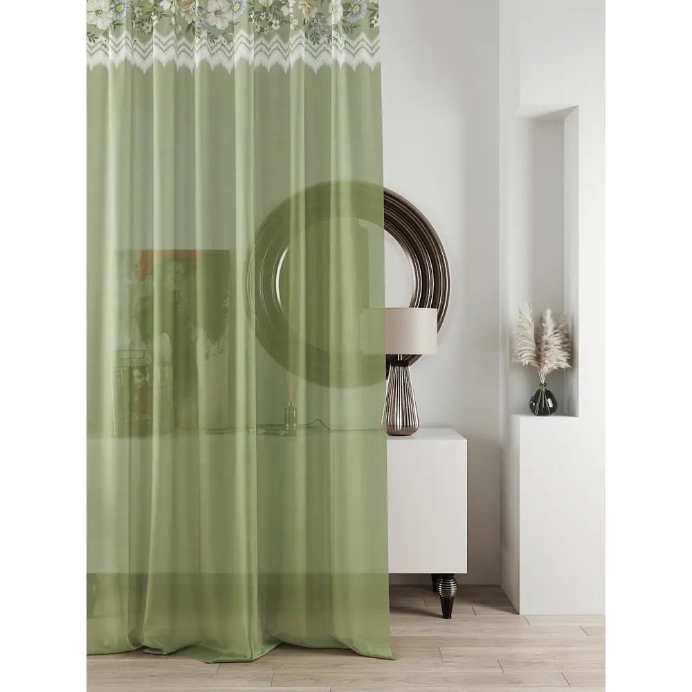 Фото 2 Тюль на ленте At Home Ливартис AT588114 150x250 см вуаль цвет зеленый Фото 2 Тюль на ленте At Home Ливартис AT588114 150x250 см вуаль цвет зеленый