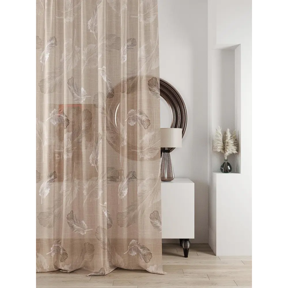 Фото 2 Тюль на ленте At Home Ливартис AT588094 150x250 см вуаль цвет коричневый Фото 2 Тюль на ленте At Home Ливартис AT588094 150x250 см вуаль цвет коричневый