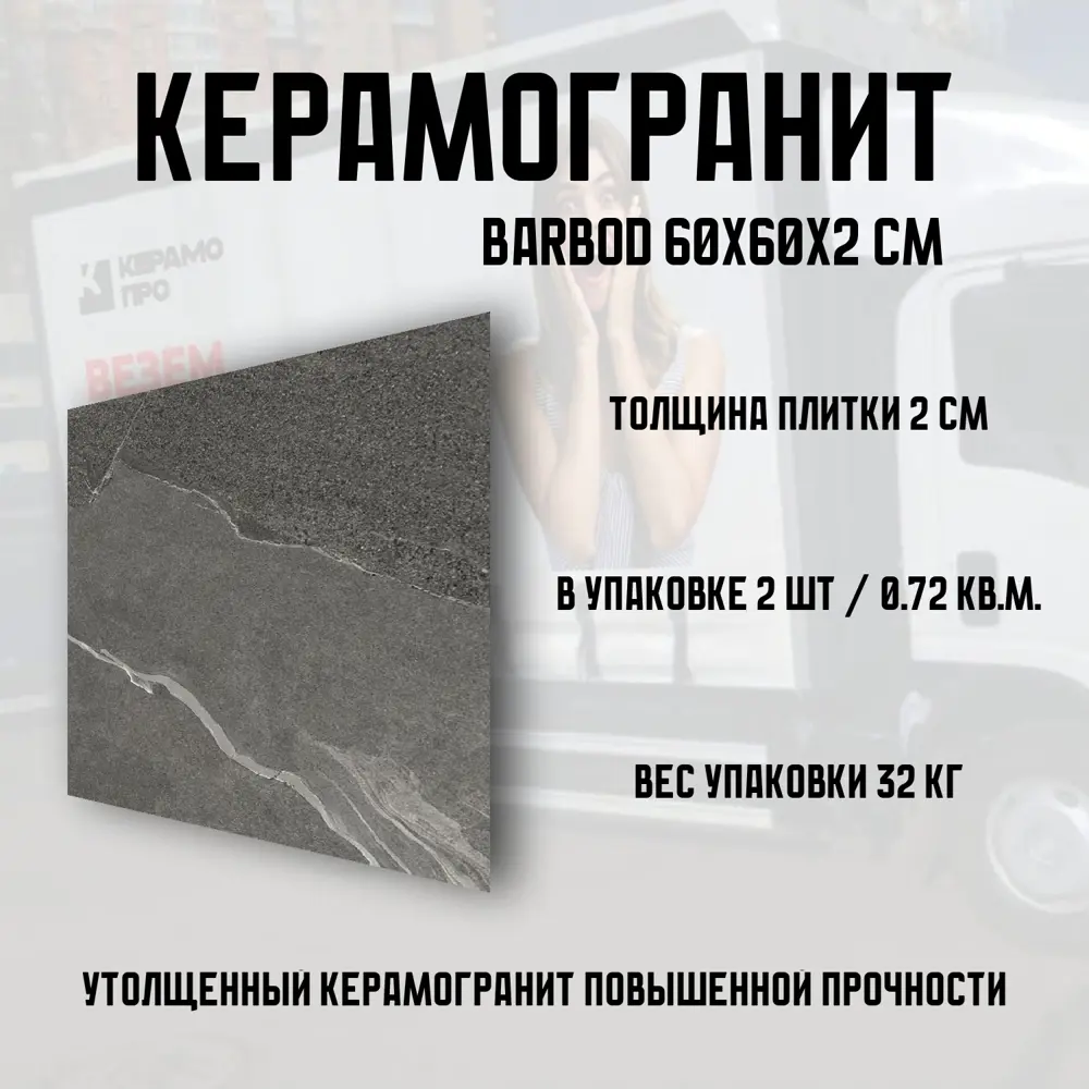 Фото 3 Керамогранит Novin ceram Barbod Black 60x60см цвет черный Фото 3 Керамогранит Novin ceram Barbod Black 60x60см цвет черный