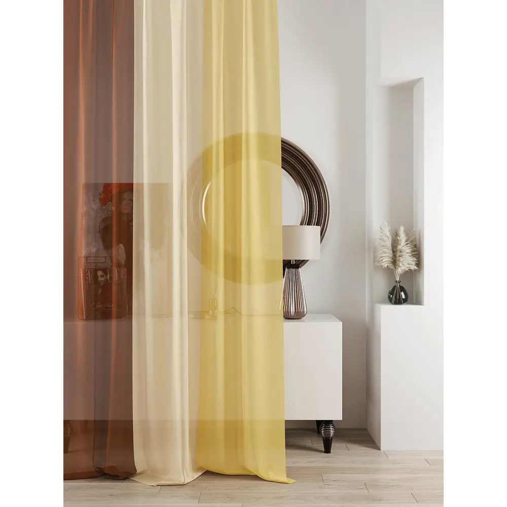 Фото 2 Тюль на ленте At Home Ливартис AT588059 150x250 см вуаль цвет желтый Фото 2 Тюль на ленте At Home Ливартис AT588059 150x250 см вуаль цвет желтый
