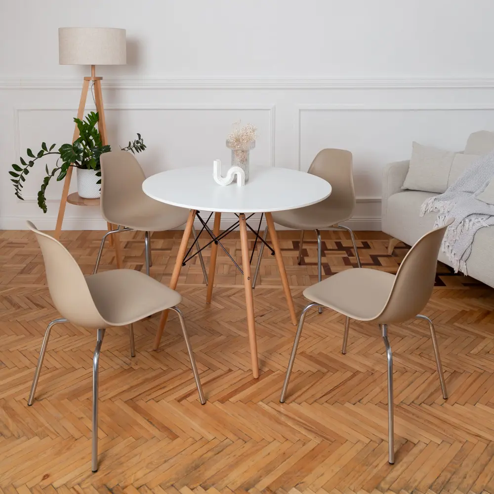 Фото Стул кухонный Derstuhl Elegant chrom комплект 4 шт 45x82x46 см полипропилен цвет темно-бежевый Фото Стул кухонный Derstuhl Elegant chrom комплект 4 шт 45x82x46 см полипропилен цвет темно-бежевый