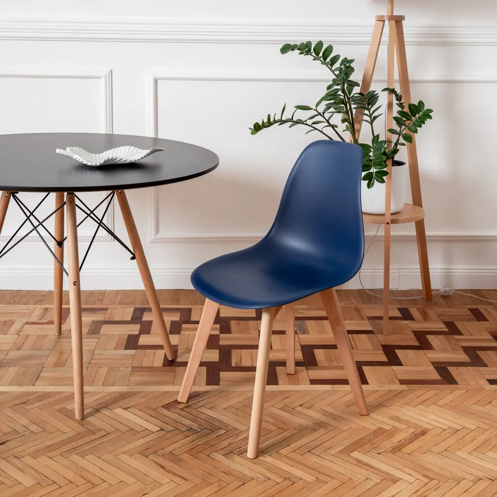 Фото 2 Кухонный стул Derstuhl Grand wood 45x81x45 см полипропилен цвет темно-синий