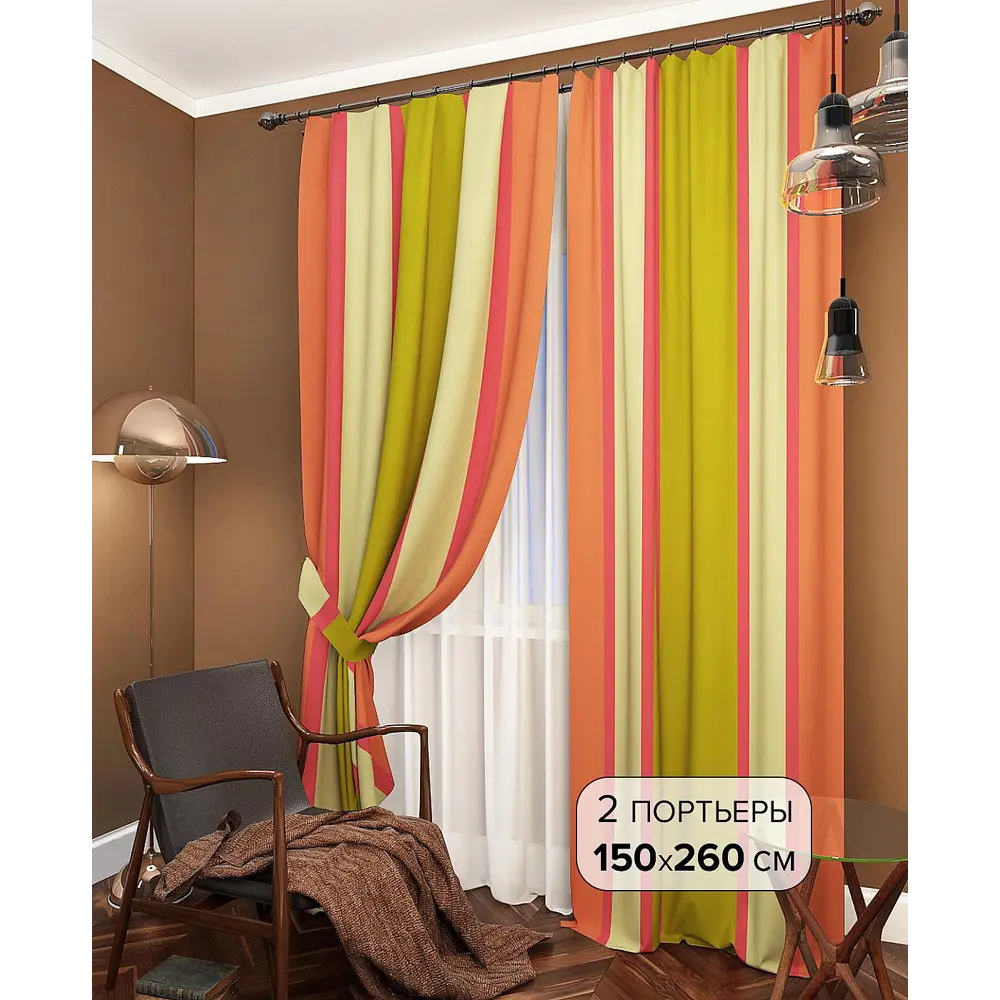 Фото 6 Комплект штор At home Базовая коллекция AT940323 на шторной ленте 260x150 см цвет зеленый Фото 6 Комплект штор At home Базовая коллекция AT940323 на шторной ленте 260x150 см цвет зеленый