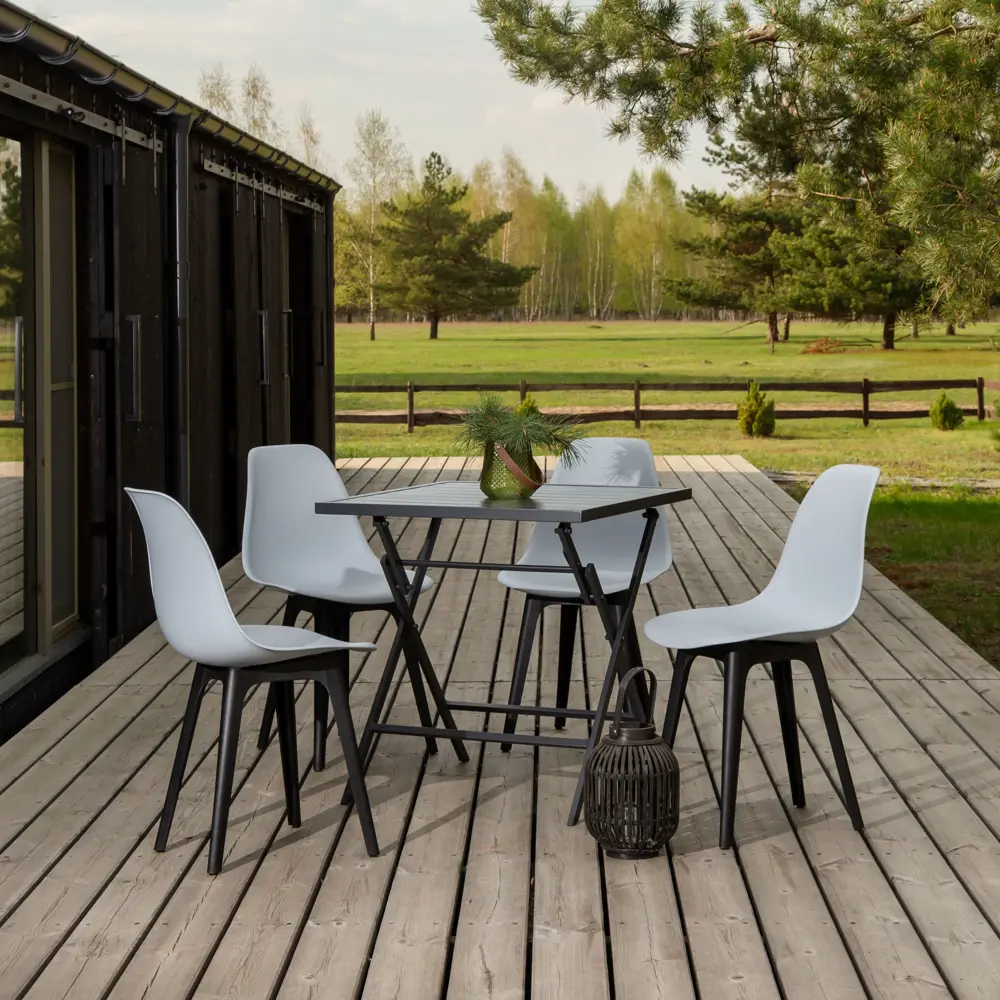 Фото 3 Комплект кухонных стульев 2 шт Derstuhl Plast 45x82x45 см полипропилен цвет светло-серый