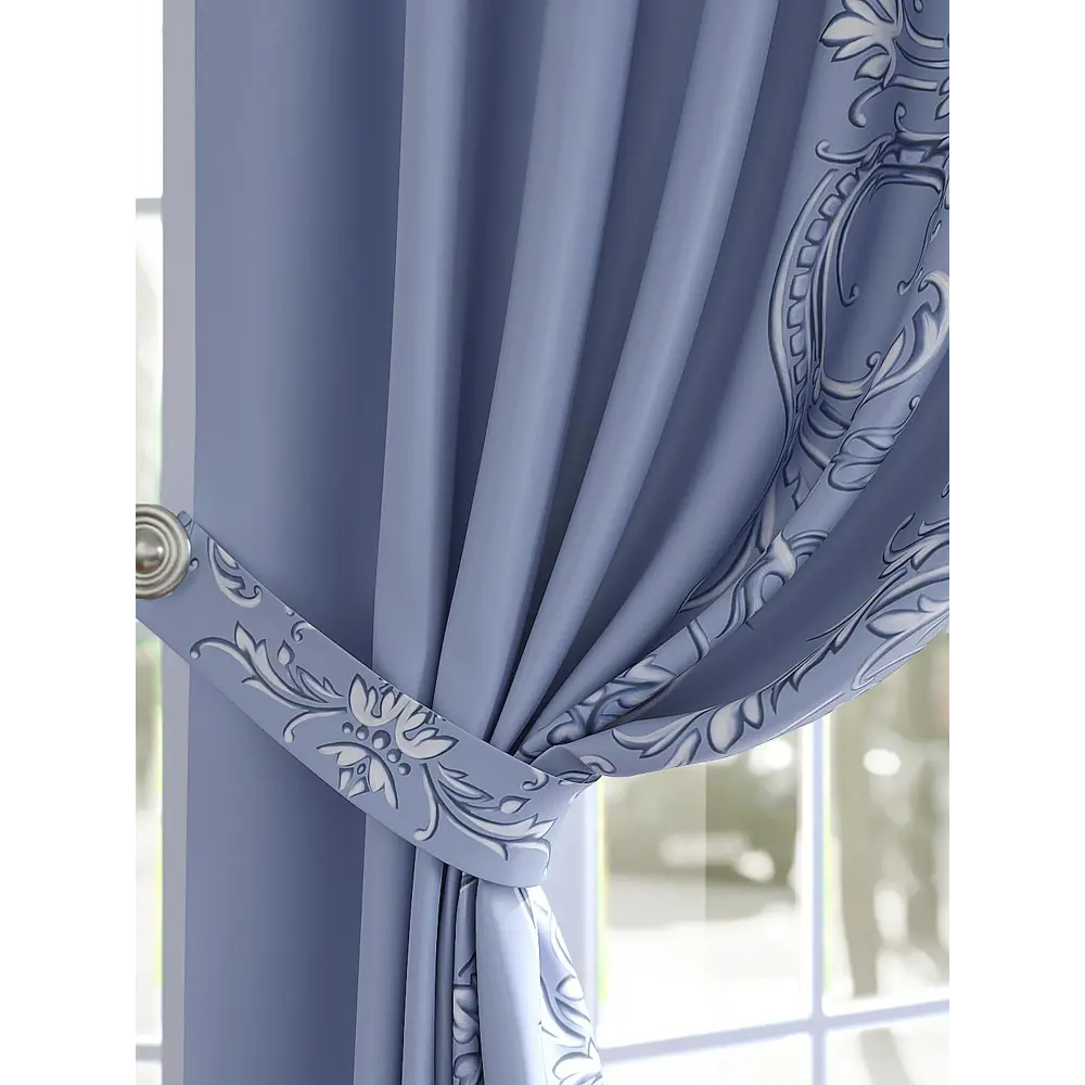 Фото 2 Комплект штор At home Базовая коллекция AT750641 на шторной ленте 280x150 см цвет синий Фото 2 Комплект штор At home Базовая коллекция AT750641 на шторной ленте 280x150 см цвет синий